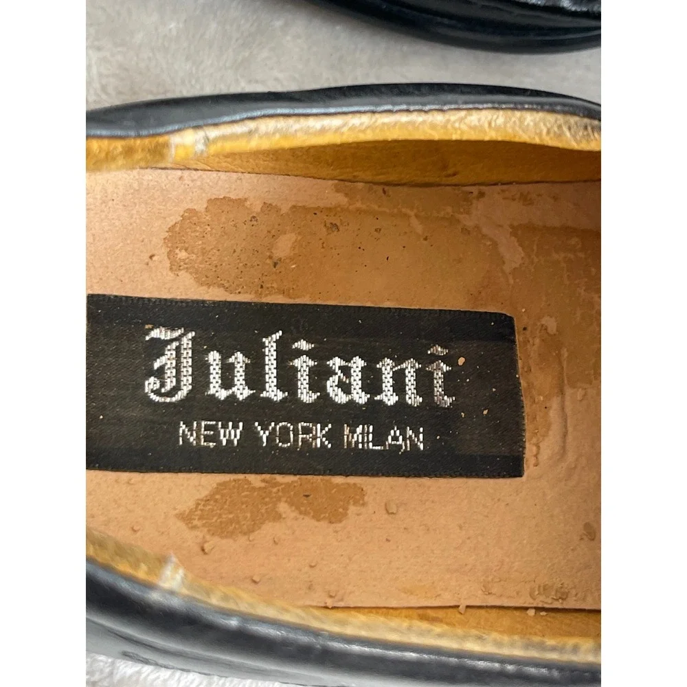 Juliani New York Milan Mens Black Leather Suede Square Toe Oxford Shoes Size 8